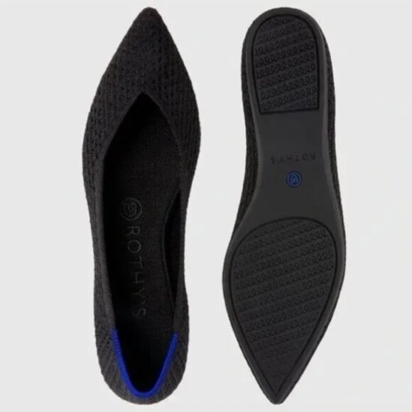Rothy's The Point Honeycomb Textured Washable Slip On Ballet Flat Black 8 / 38.5 - Picture 4 of 14